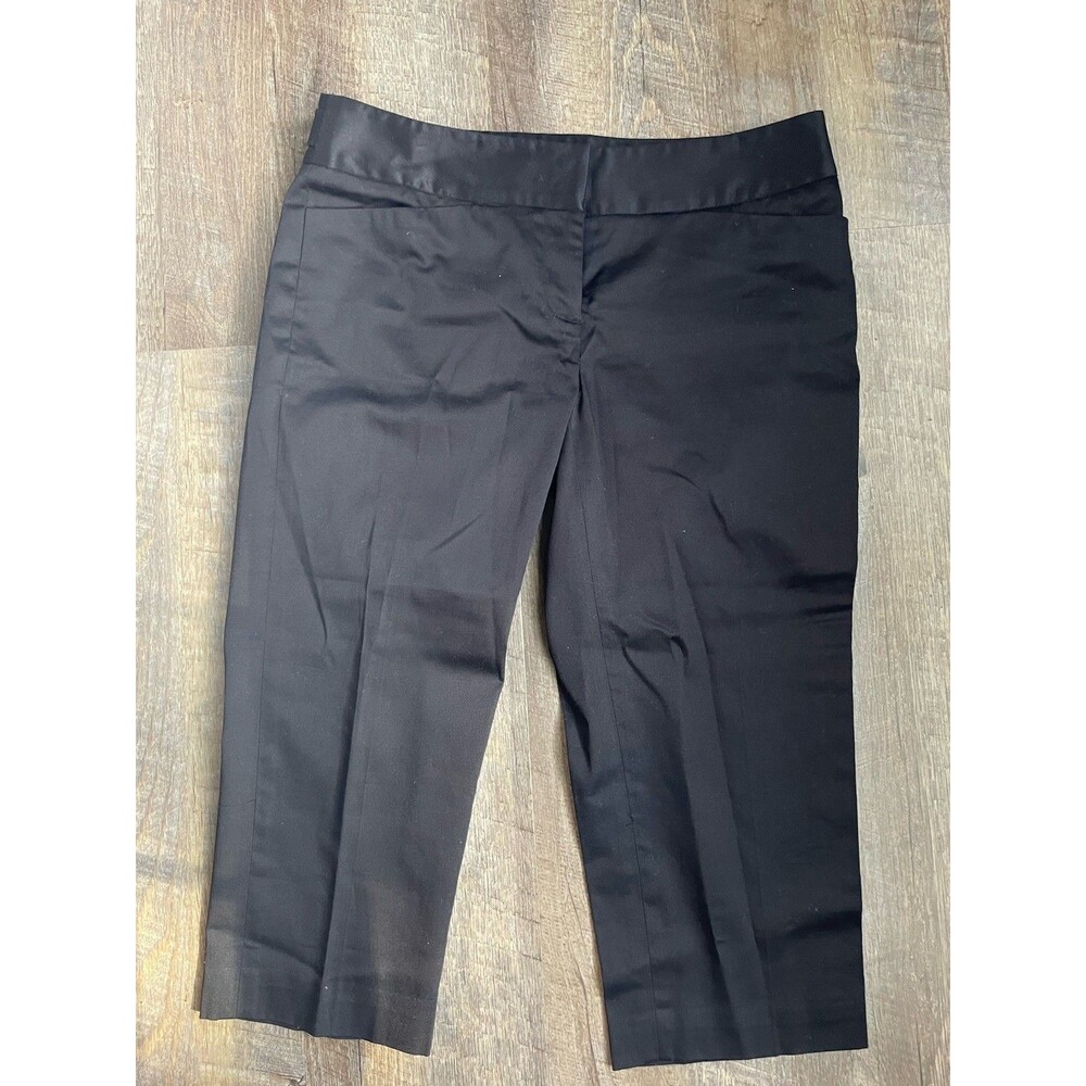 Vintage Apostrophe Pants Womens 4P Black Capri Stretch Twill Wide Leg Cropped